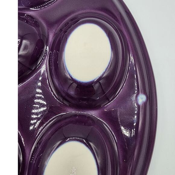 Deep Purple Fiesta Ware Deviled Hard Boiled Egg Round Ceramic Dish Platter Tray - Picture 8 of 10